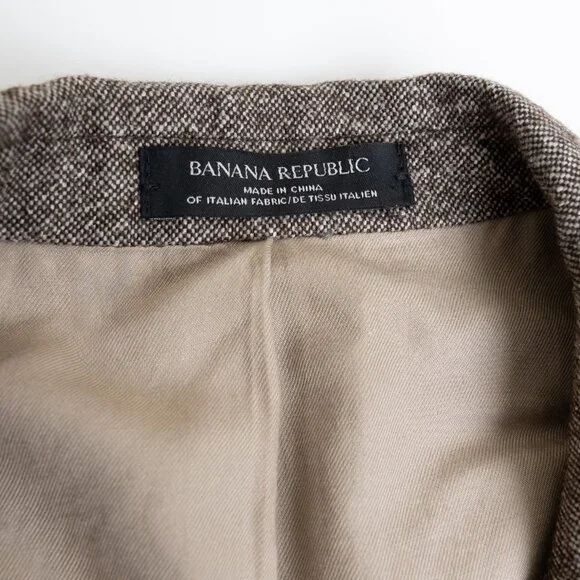 Banana Republic Italian Tweed Brown Suit 2pcs Jacket 42R Pants 36R - Picture 6 of 16